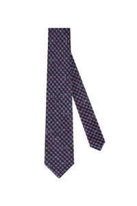Cravate à motif géométrique tissé en soie - Bleu