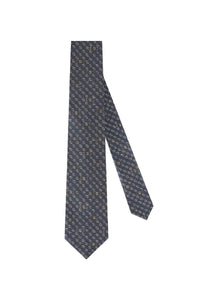 Cravate à motif monogramme en soie - Noir