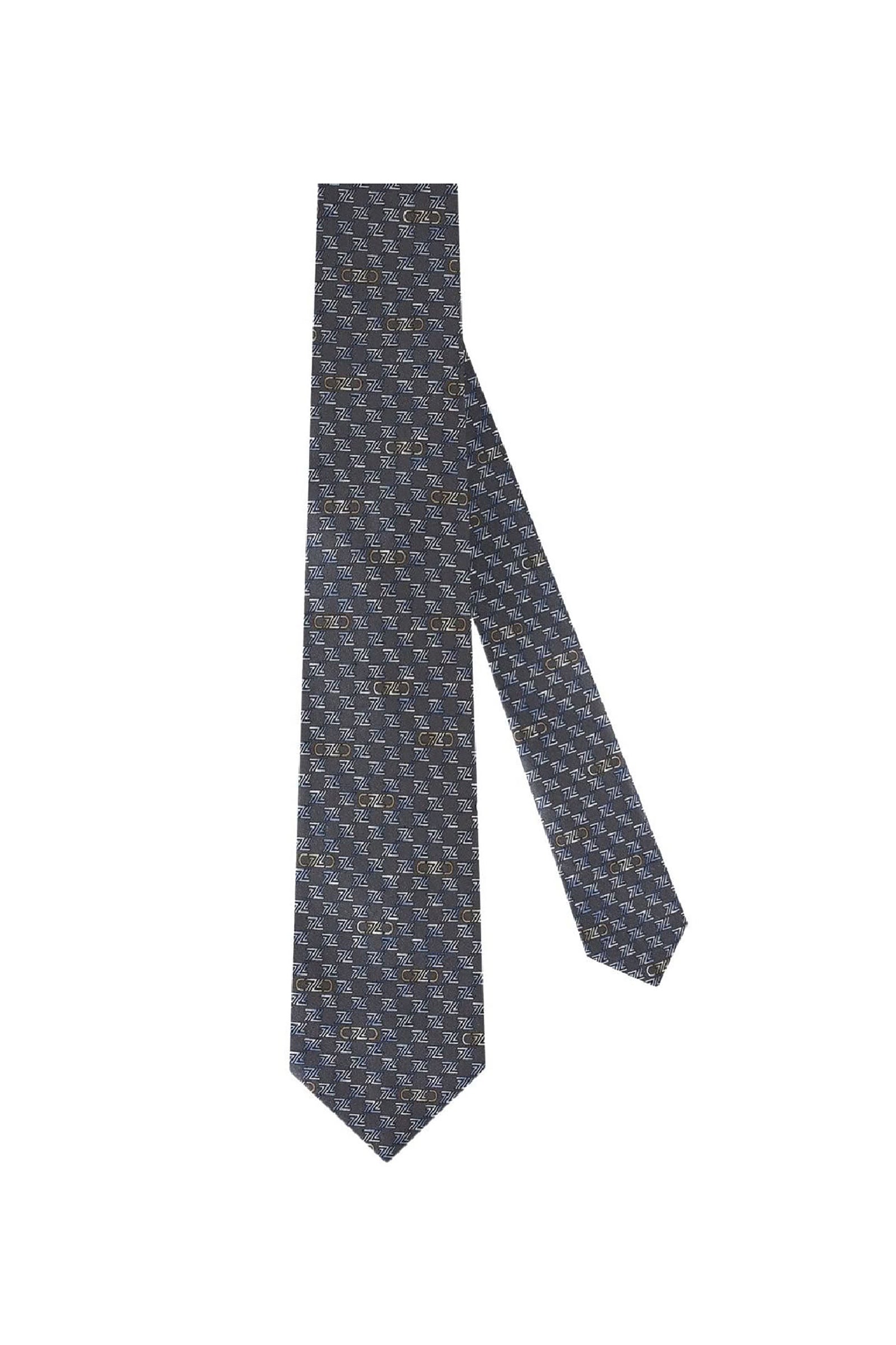 Cravate à motif monogramme en soie - Noir