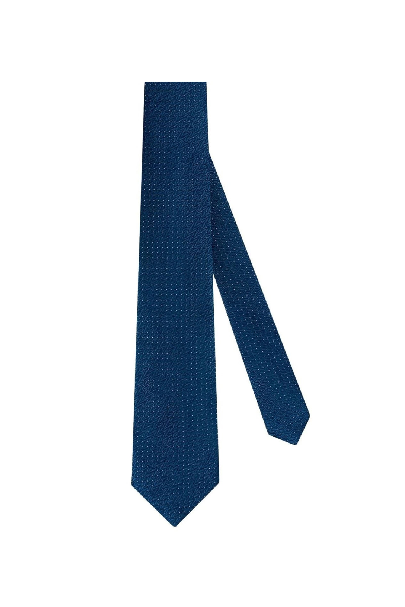Cravate à motif géométrique en soie - Bleu