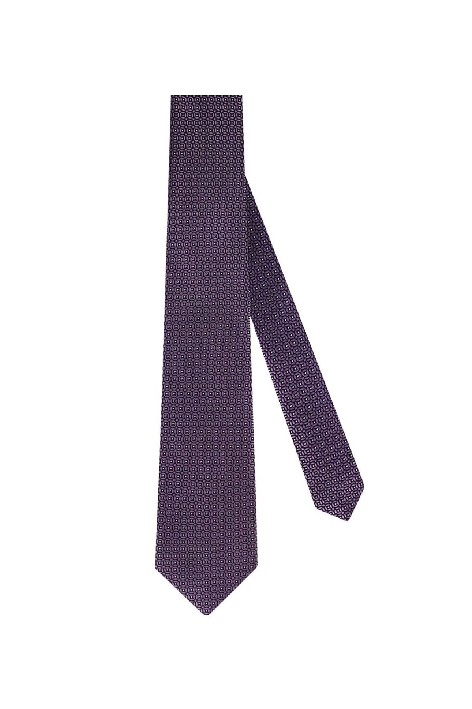 Cravate à motif géométrique tissé en soie - Violet