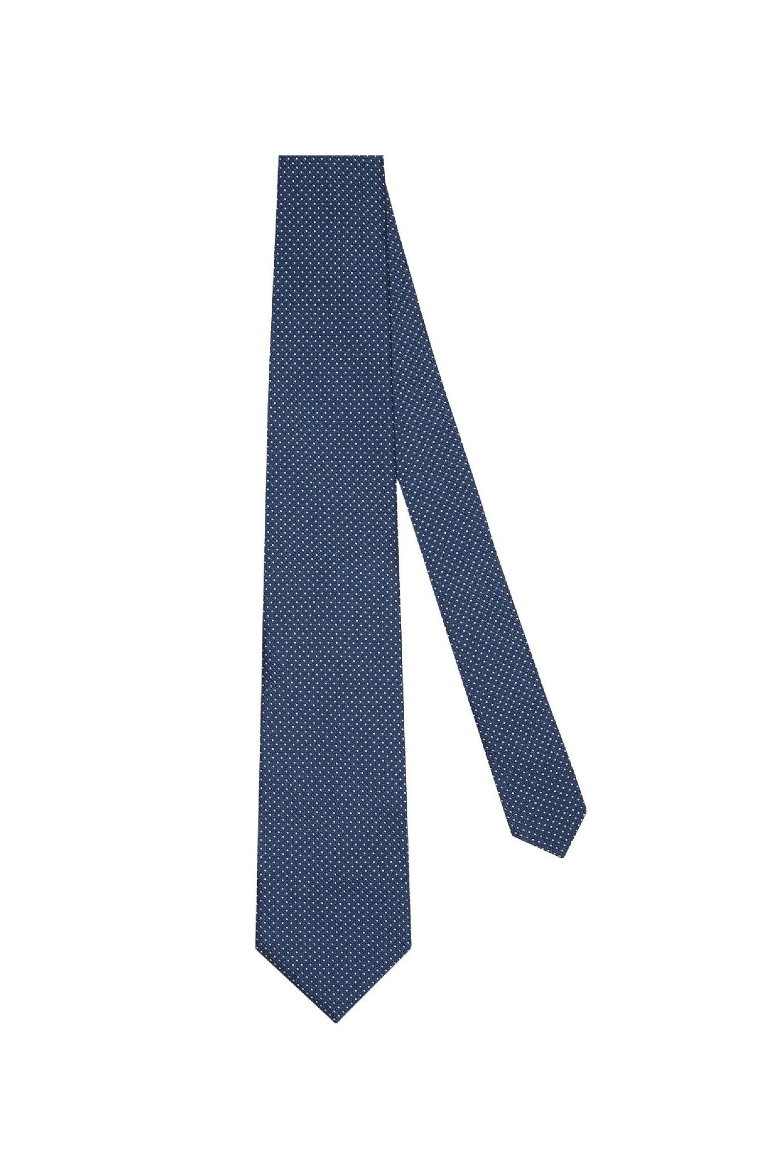 Cravate à motif petits pois en soie - Bleu
