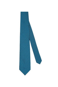 Cravate à motif géométrique en soie - Bleu & Noir