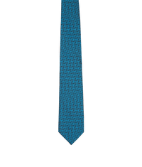 Cravate à motif géométrique en soie - Bleu & Noir
