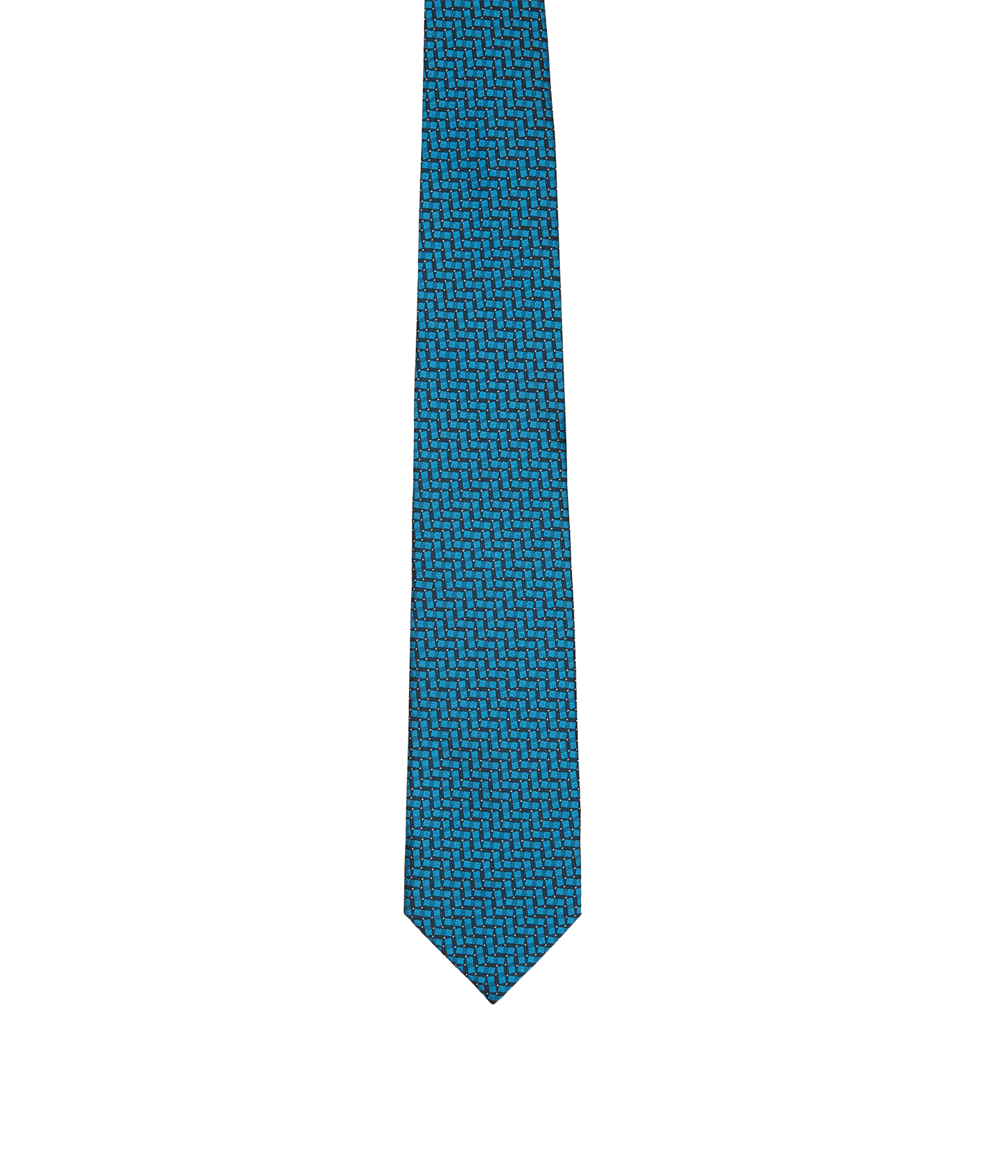 Cravate à motif géométrique en soie - Bleu & Noir