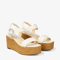 Sandales Mirabelle à talon compensé 70 en cuir - Latte & Crystal
