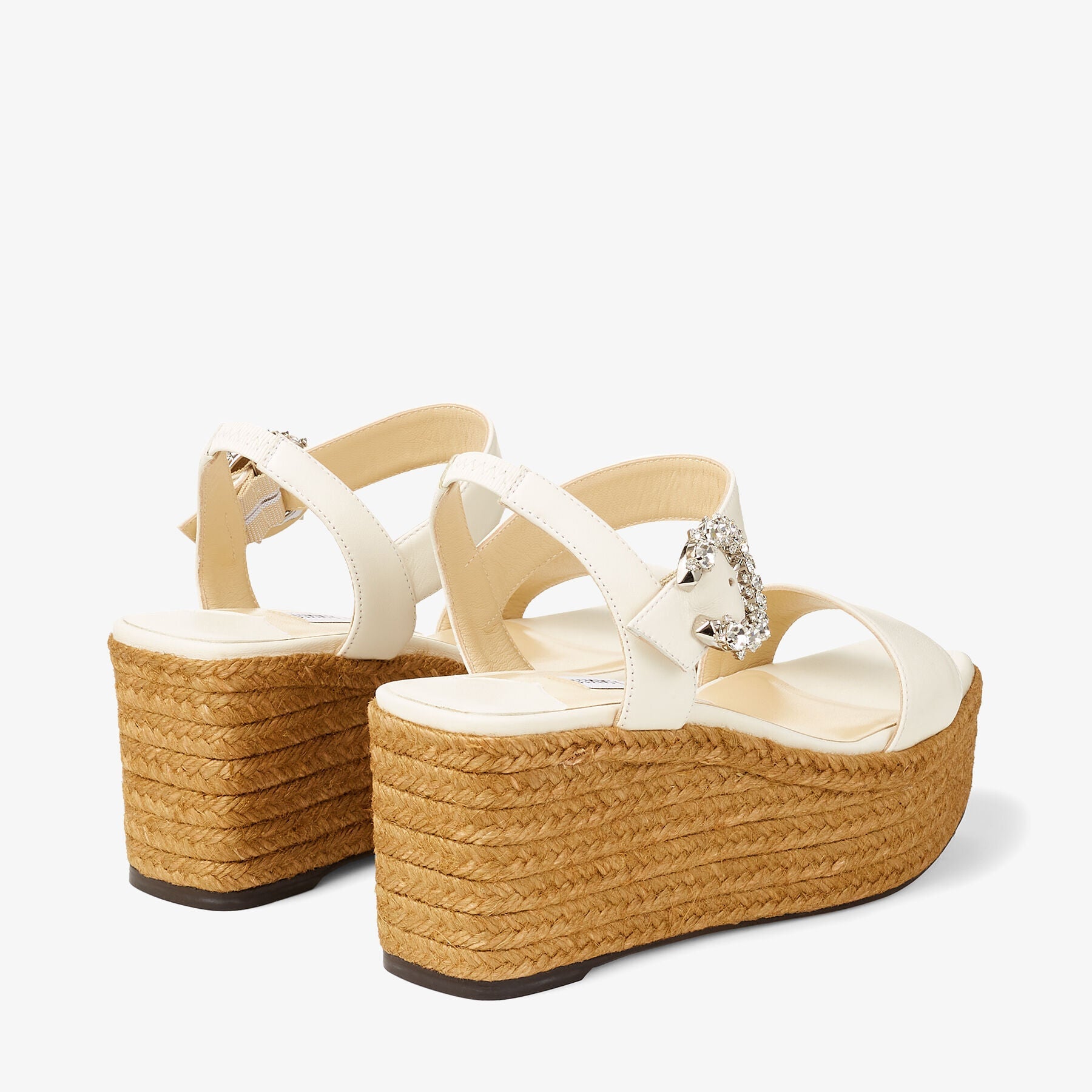 Sandales Mirabelle à talon compensé 70 en cuir - Latte & Crystal