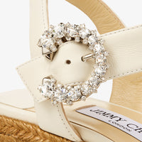 Sandales Mirabelle à talon compensé 70 en cuir - Latte & Crystal