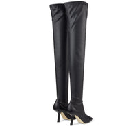 Cuissardes Mire 85 en cuir et étoffe stretch - Black Intense