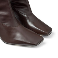 Mire 85 thigh-high boots in leather and stretch fabric - Brown & Brown