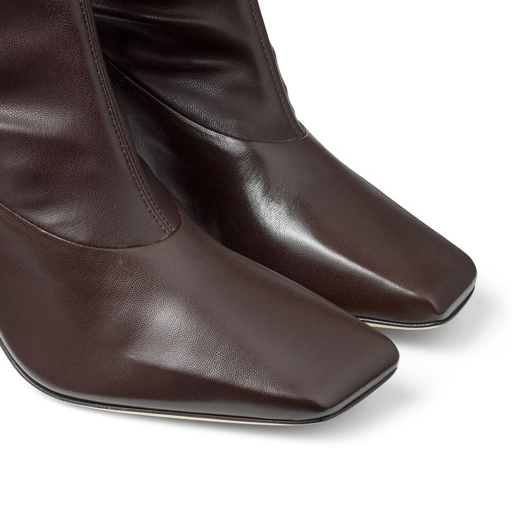 Mire 85 thigh-high boots in leather and stretch fabric - Brown & Brown