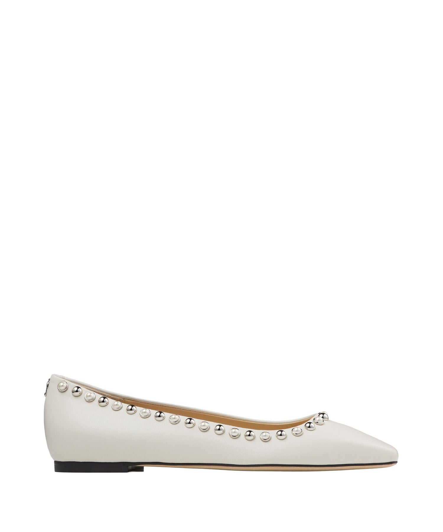 Ballerines Mirele plates en cuir perlées - Latte & White