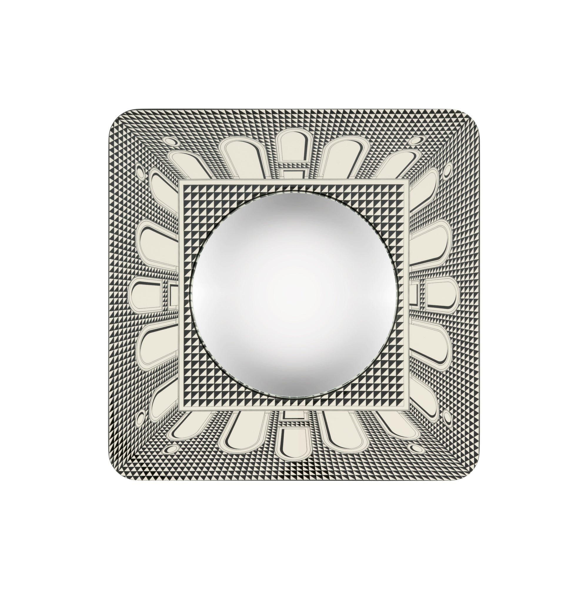Frame with convex mirror 15th century facade - Ivory & Black