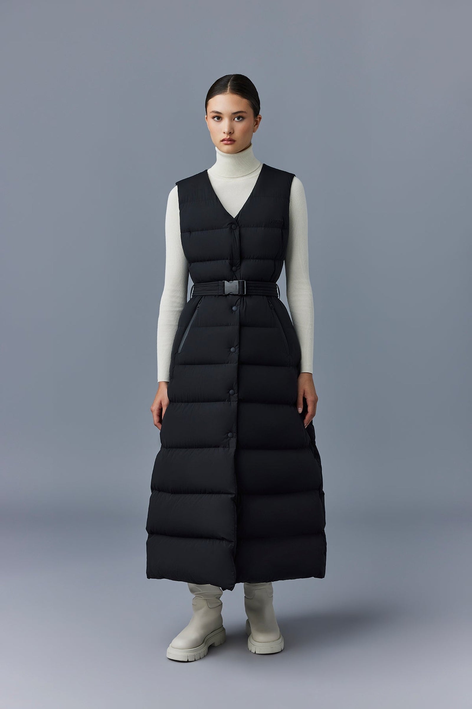Doudoune longue Misty sans manches - Black