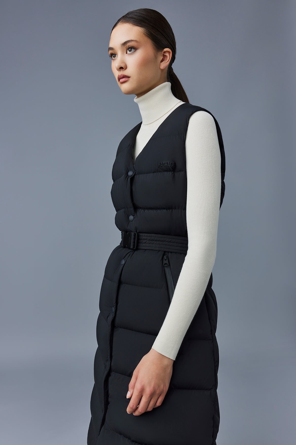 Doudoune longue Misty sans manches - Black