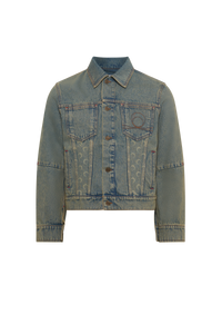 Moon Laser Denim Trucker Jacket - Beige