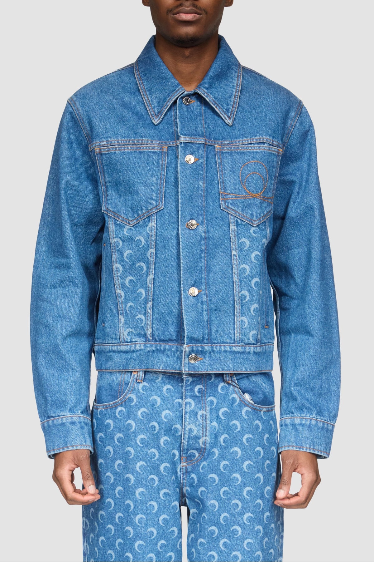 Moon Laser Blue Wash Denim Jacket - Bleu