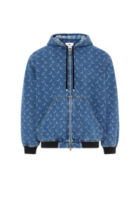 Moon Laser Blue Wash Denim Padded Jacket - Bleu