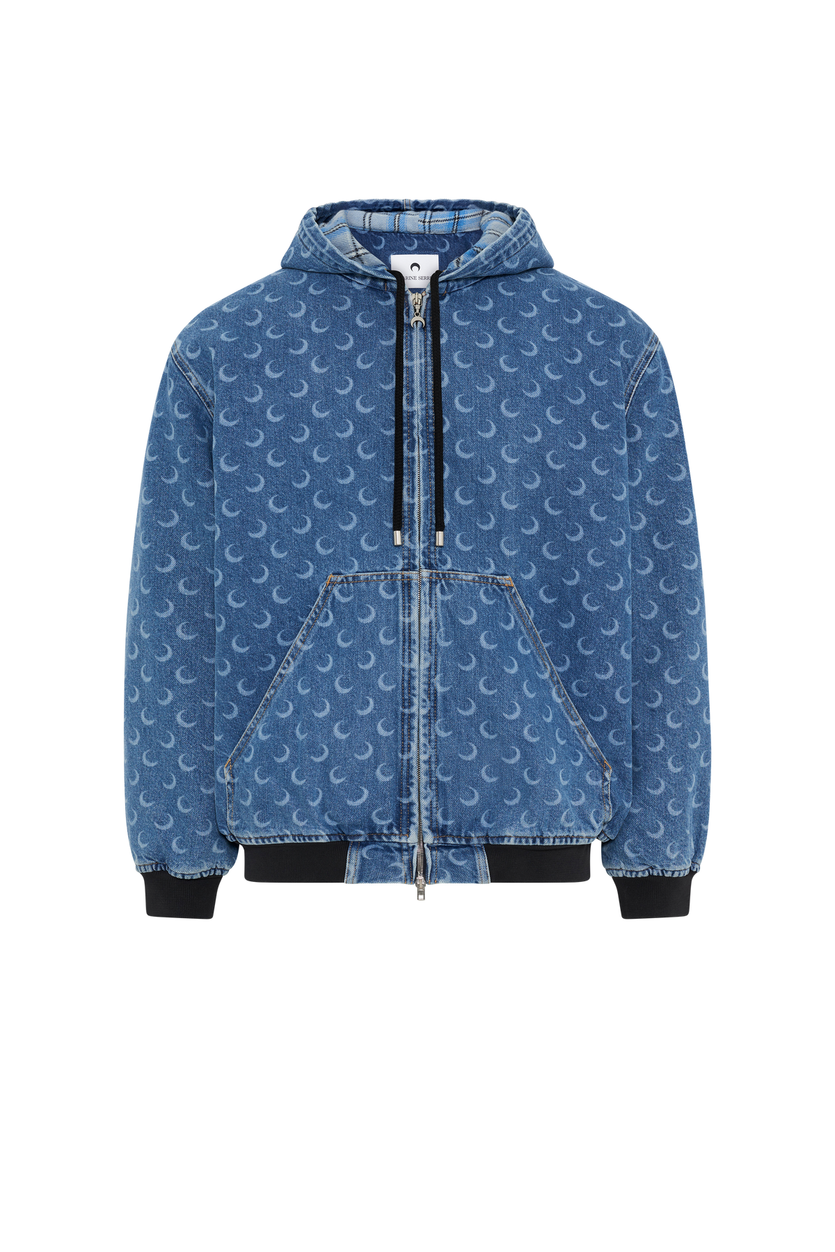 Moon Laser Blue Wash Denim Padded Jacket - Bleu
