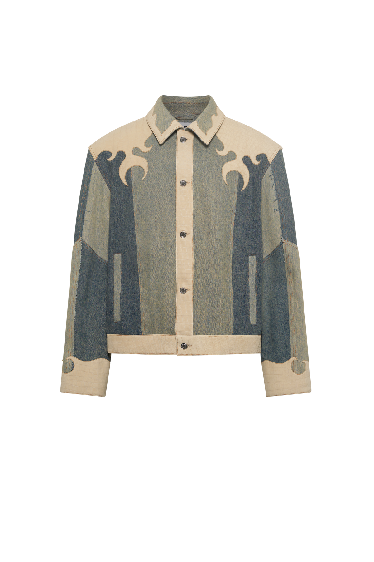 Regenerated Denim Trucker Jacket - Beige