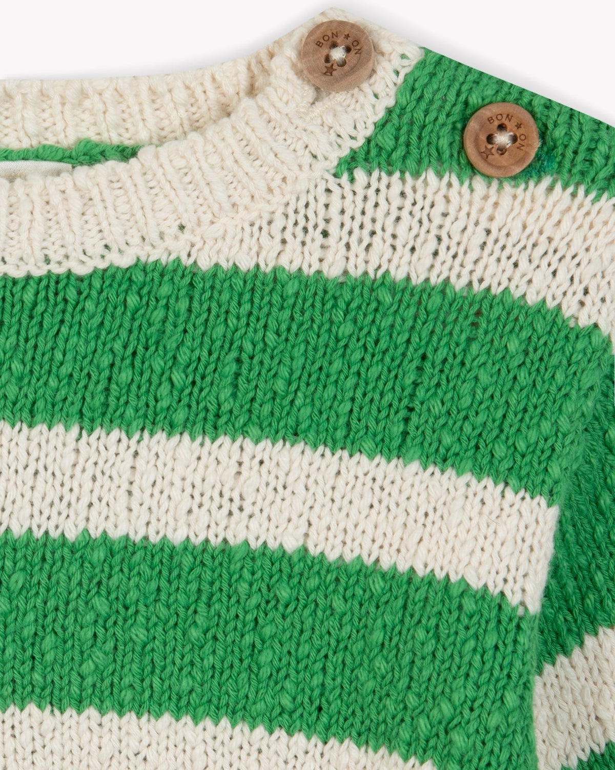Marino cotton jumper - Green stripes