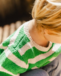Marino cotton jumper - Green stripes