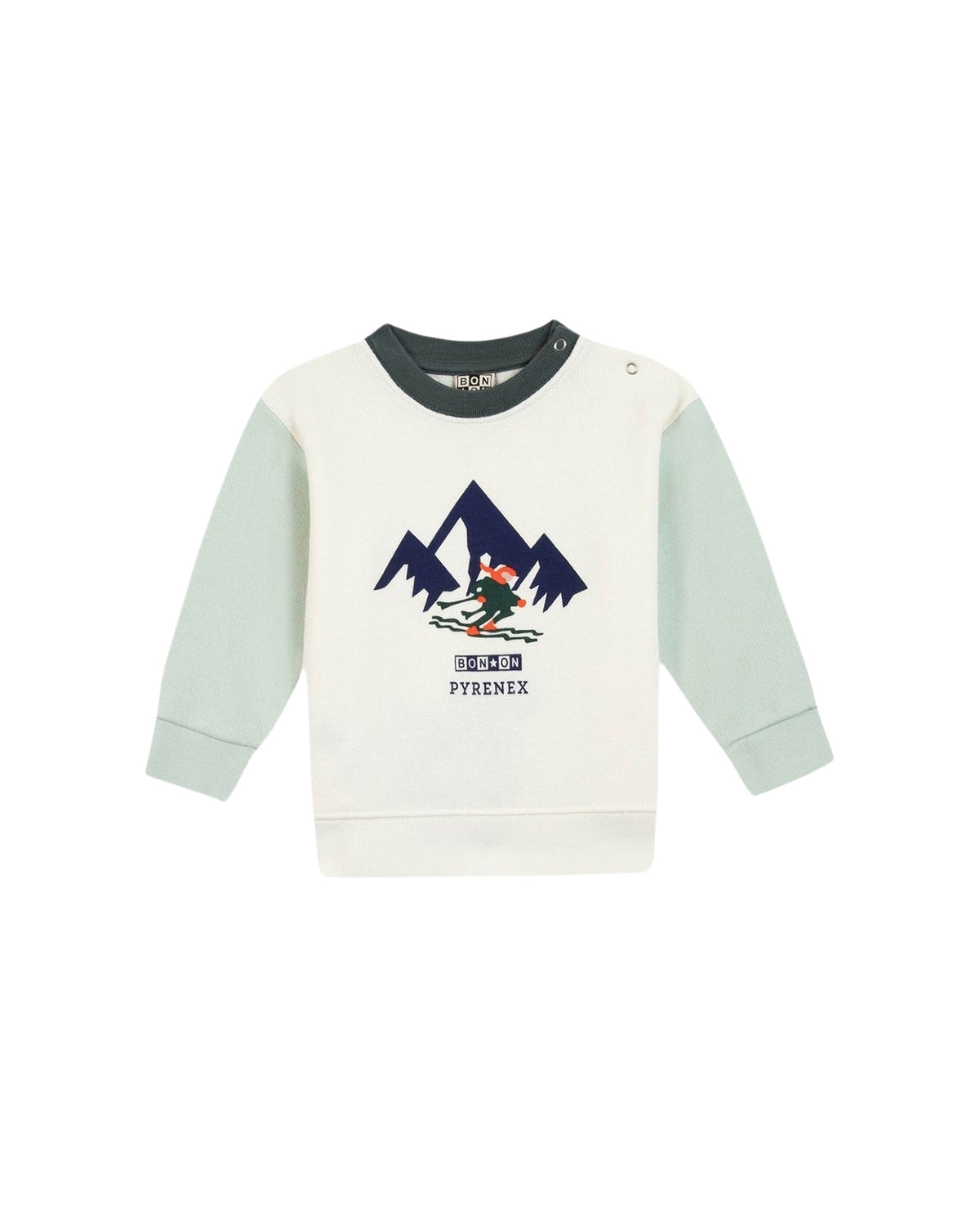 Smily cotton sweatshirt - Pale Aqua