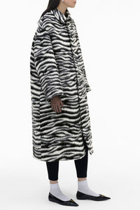 Manteau long imprimé et brossé en laine - Black & White