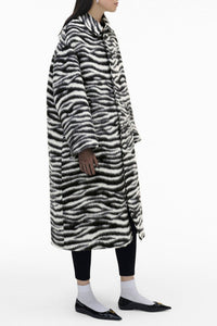 Manteau long imprimé et brossé en laine - Black & White