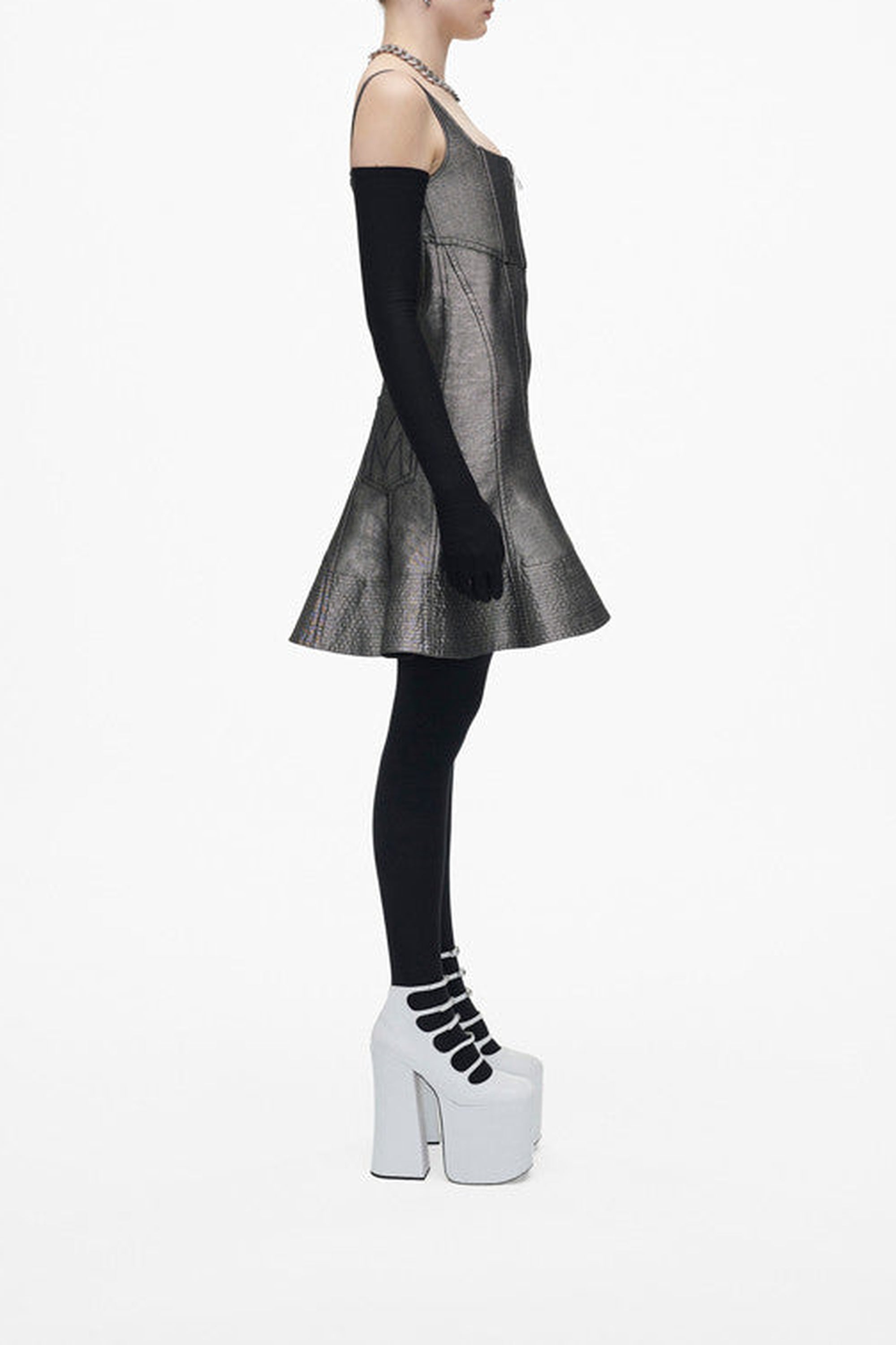 Robe courte à bretelles évasée - Silver Reflective