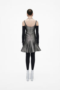 Robe courte à bretelles évasée - Silver Reflective