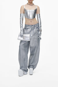 Leather shoulder bag - Silver
