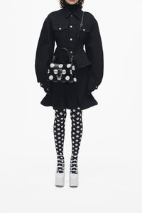 Small polka-dot leather handbag - Black & White