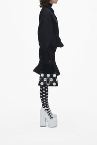 Small polka-dot leather handbag - Black & White