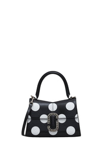 Small polka-dot leather handbag - Black & White
