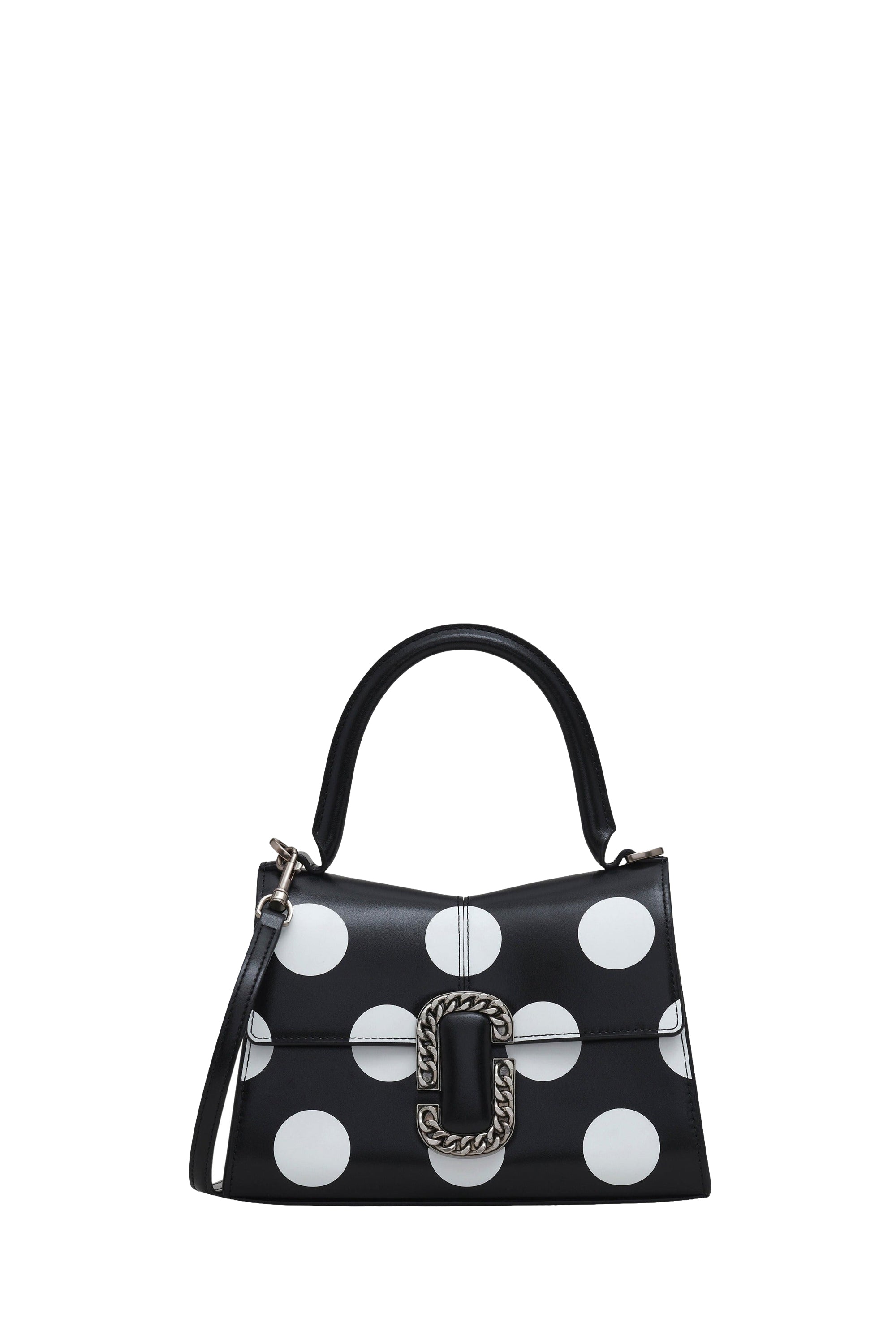 Small polka-dot leather handbag - Black & White