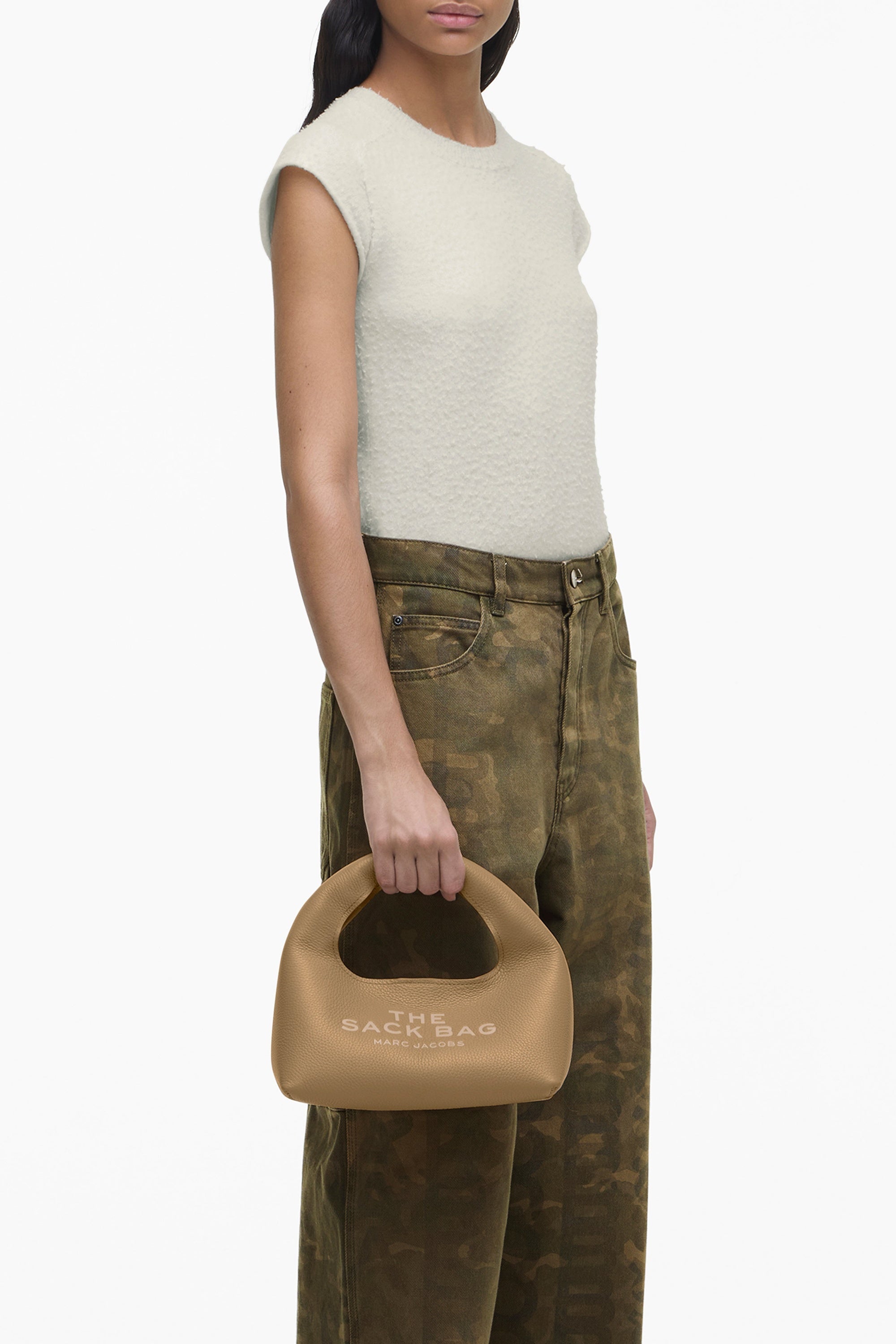 Mini sac Sack à strass en cuir - Camel