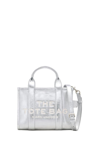 The Small Tote bag in leather - Metallic Silver