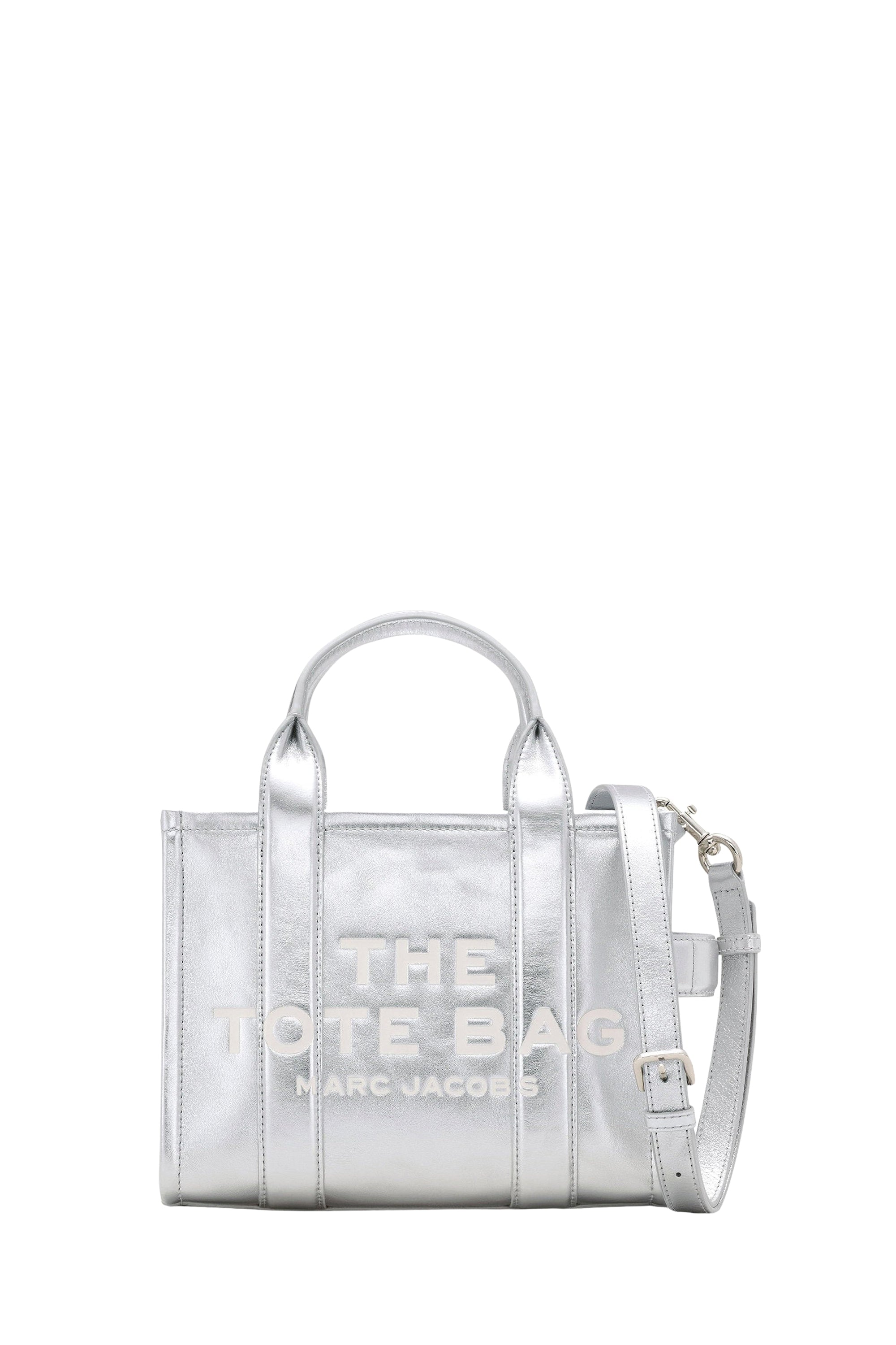 The Small Tote bag in leather - Metallic Silver
