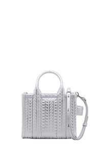 The Tote Bag small iridescent leather shoulder bag - Silver & Bright White