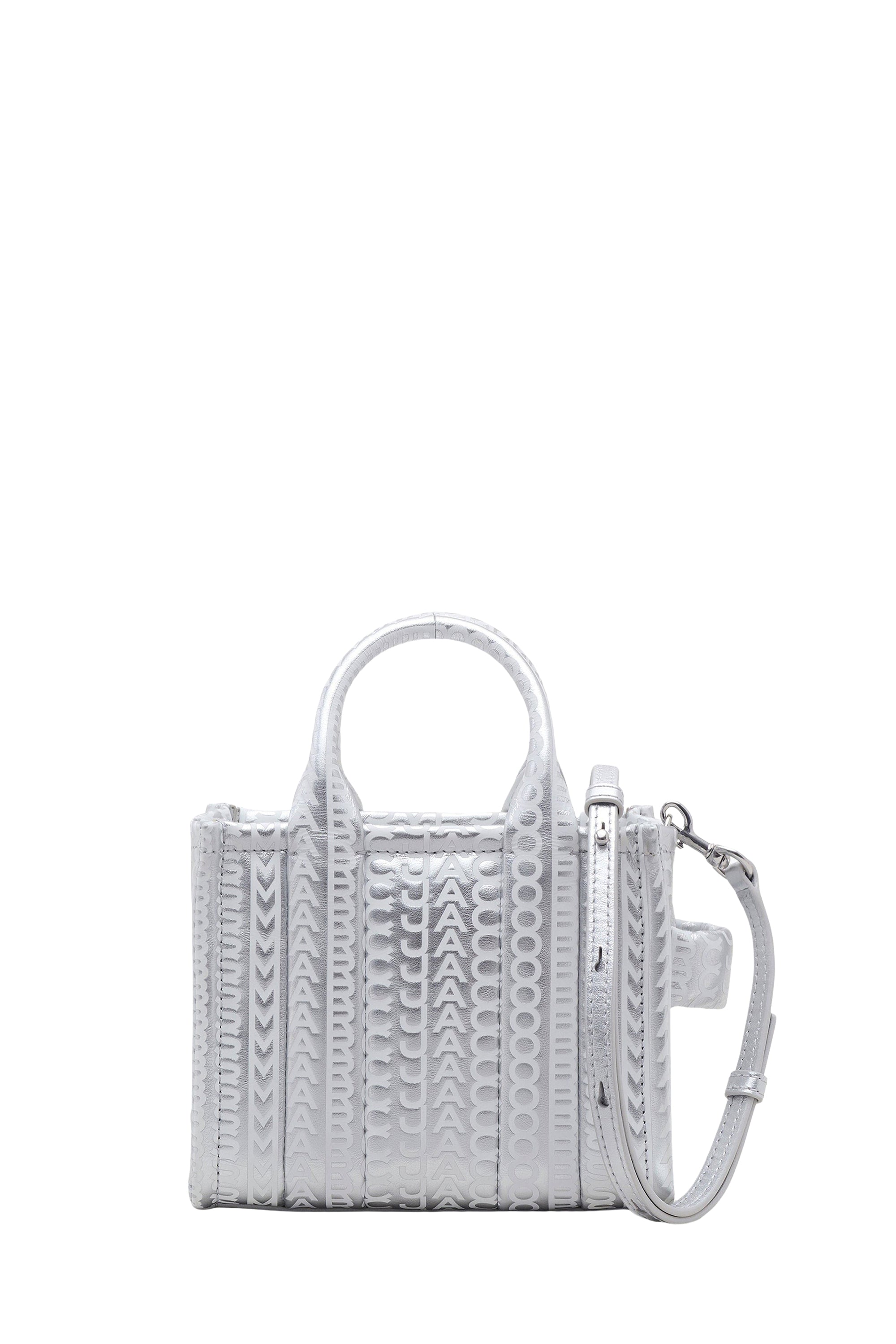The Tote Bag small iridescent leather shoulder bag - Silver & Bright White