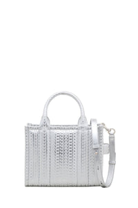 Petit sac à bandoulière The Tote Bag irisé en cuir - Silver & Bright White