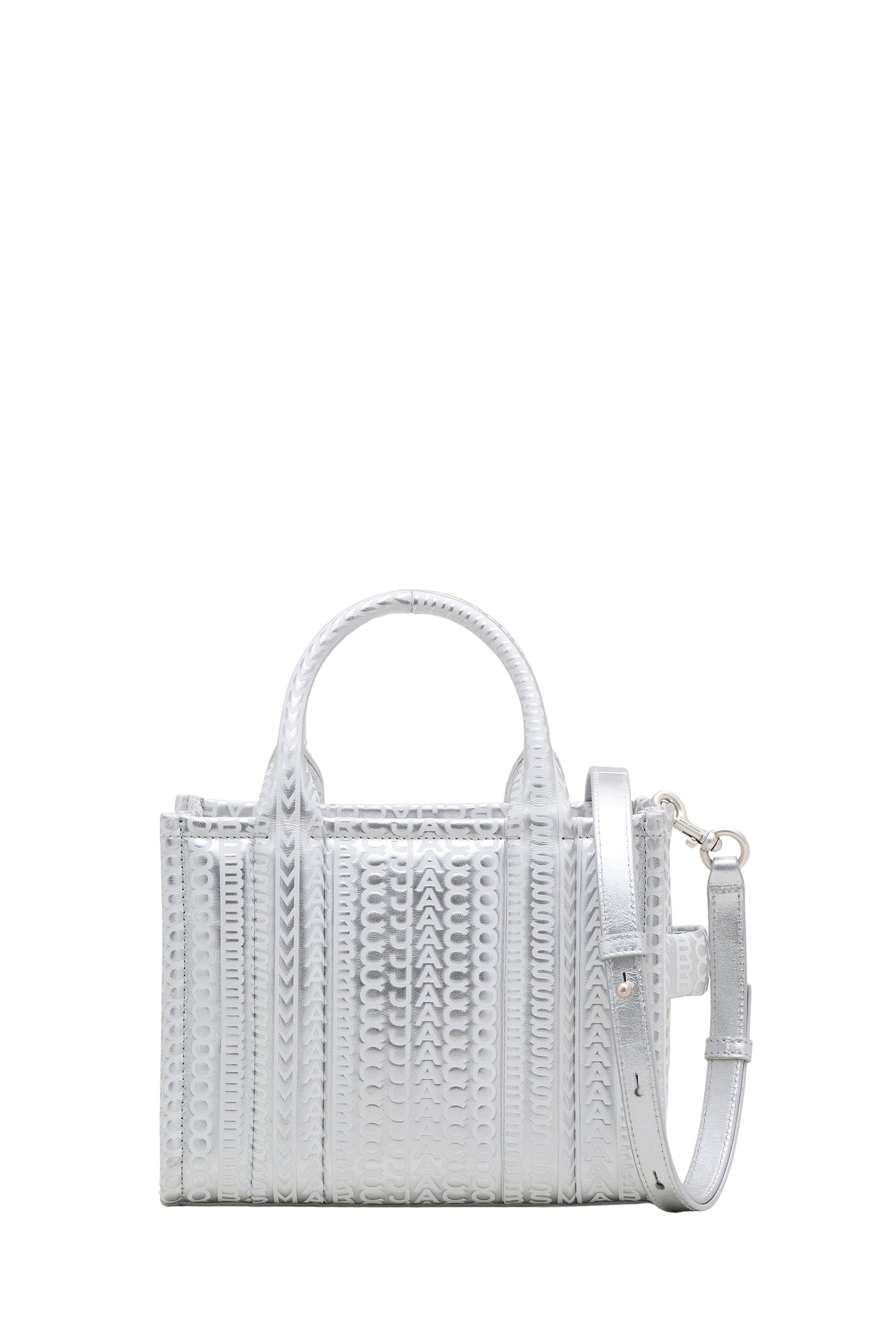 Petit sac à bandoulière The Tote Bag irisé en cuir - Silver & Bright White