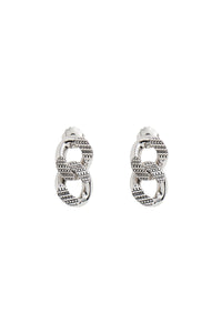 Monogram link earrings in brass - Light Antique Silver