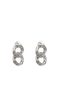 Monogram link earrings in brass - Light Antique Silver