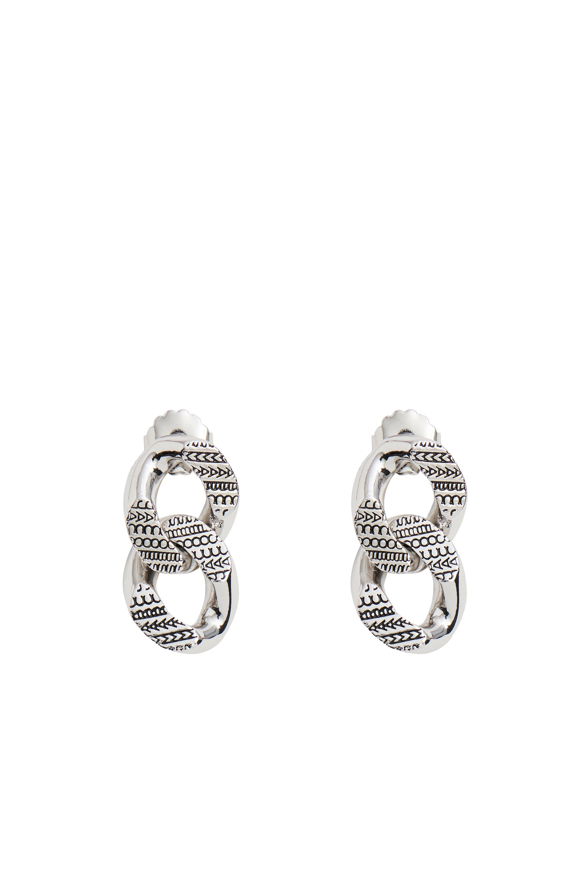 Monogram link earrings in brass - Light Antique Silver