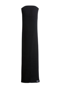 Robe tube côtelée en laine - Black