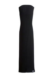 Robe tube côtelée en laine - Black
