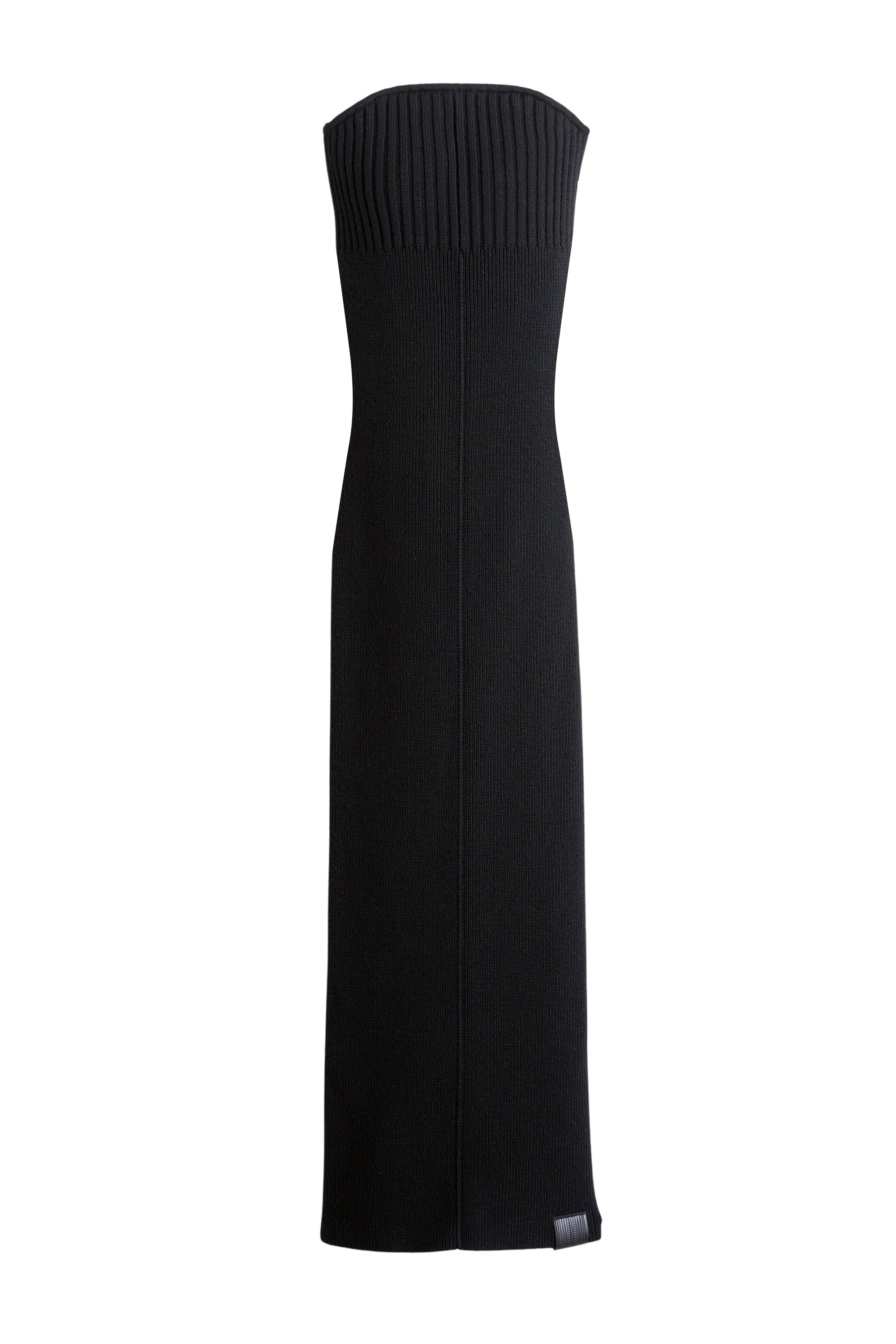 Robe tube côtelée en laine - Black