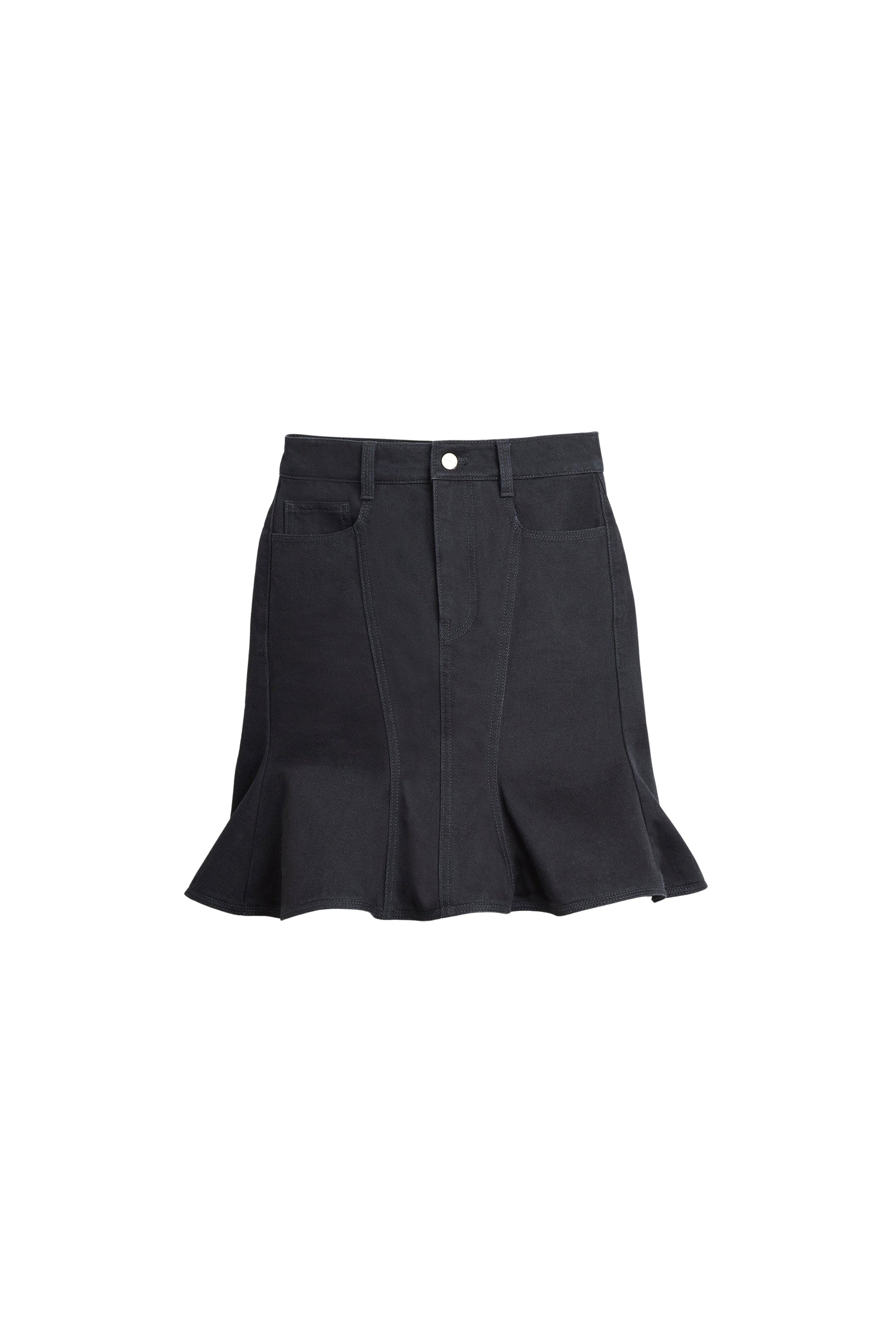 Jupe courte volantée en denim - Black